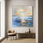 Coastal Sunset Impasto Oil Painting