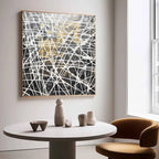 Tactile Black White Gold Oil Painting Web-Line