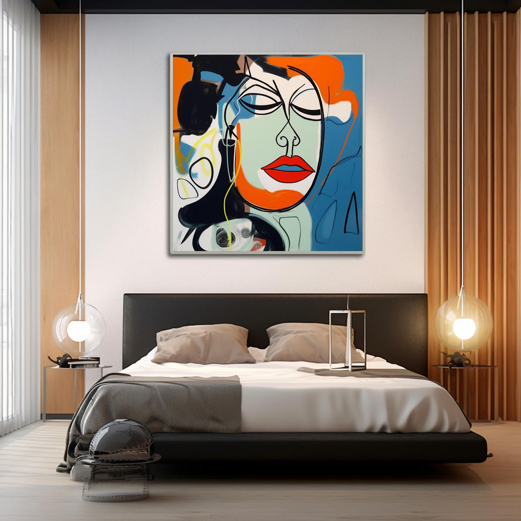 Pop Art Abstract Female Portrait Wall Art Fashion Decor