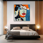 Pop Art Abstract Female Portrait Wall Art Fashion Decor