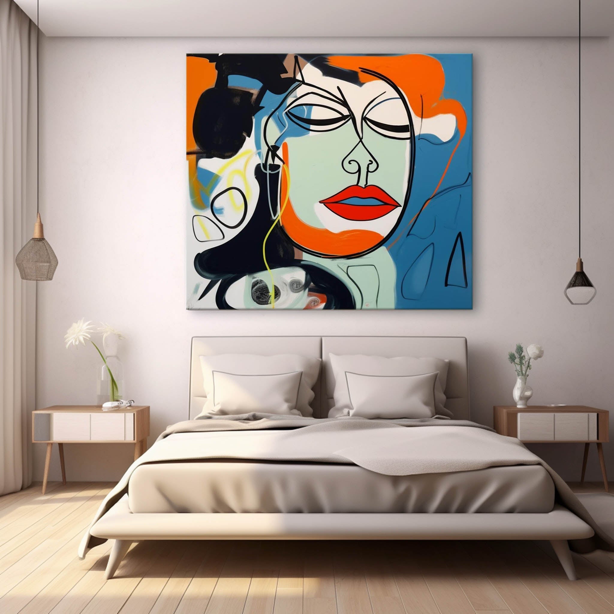 Pop Art Abstract Female Portrait Wall Art Fashion Decor