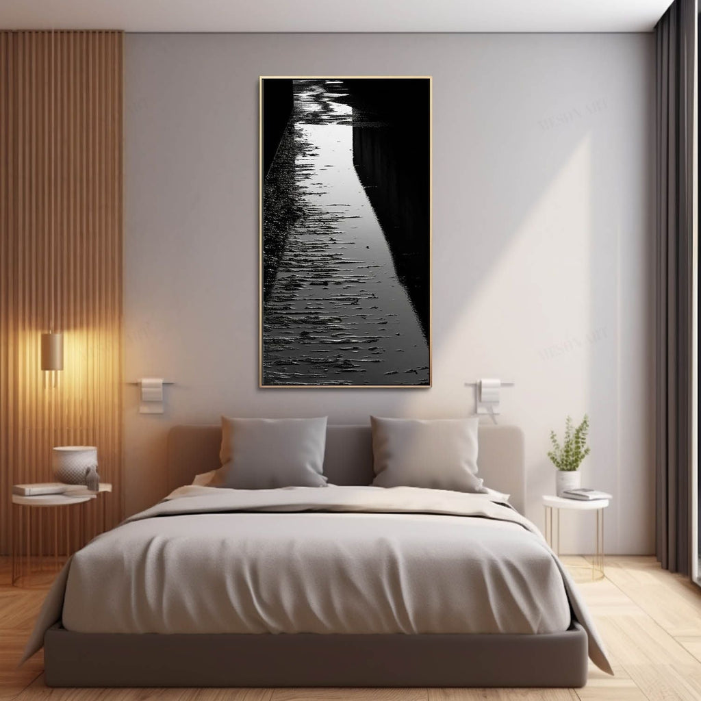 Monochrome Textured Reflective Landscape Oil Painting