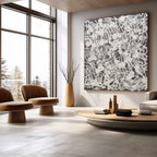 Textured Monochrome Relief Oil Painting 3D Strokes
