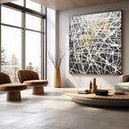Tactile Black White Gold Oil Painting Web-Line