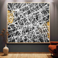 Tactile Web Oil Painting Black White Gold Bold