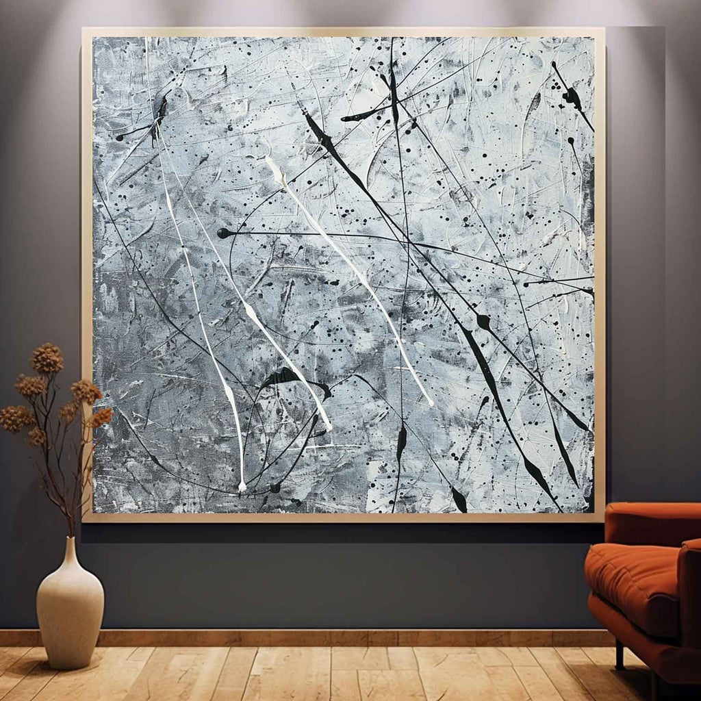 Textured Monochrome Splatter Oil Painting Sleek
