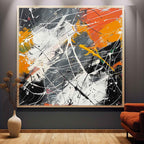 Wall Art Abstract Bold Orange Accent Blocks Expressionism