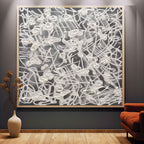 Textured Monochrome Relief Oil Painting 3D Strokes