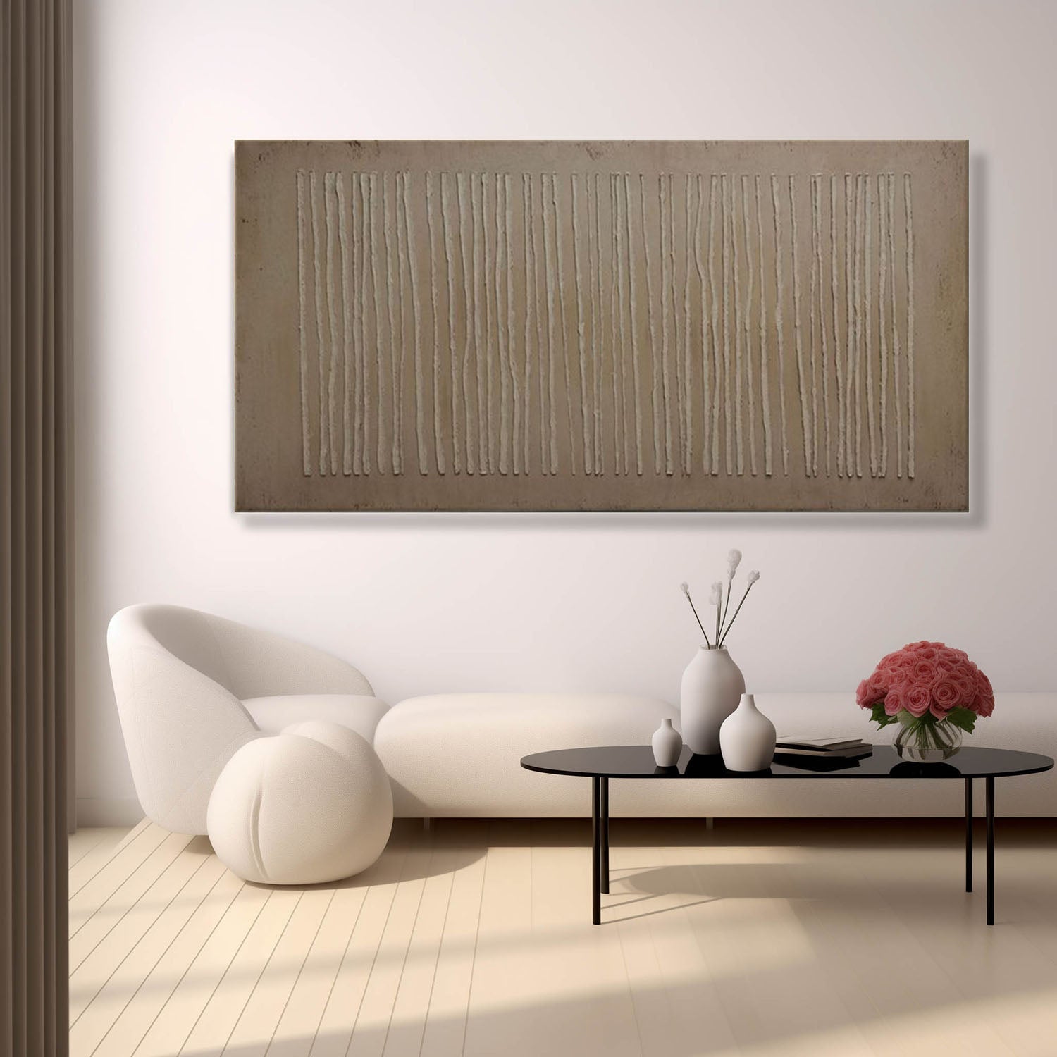 Textured Vertical Linear Relief Painting