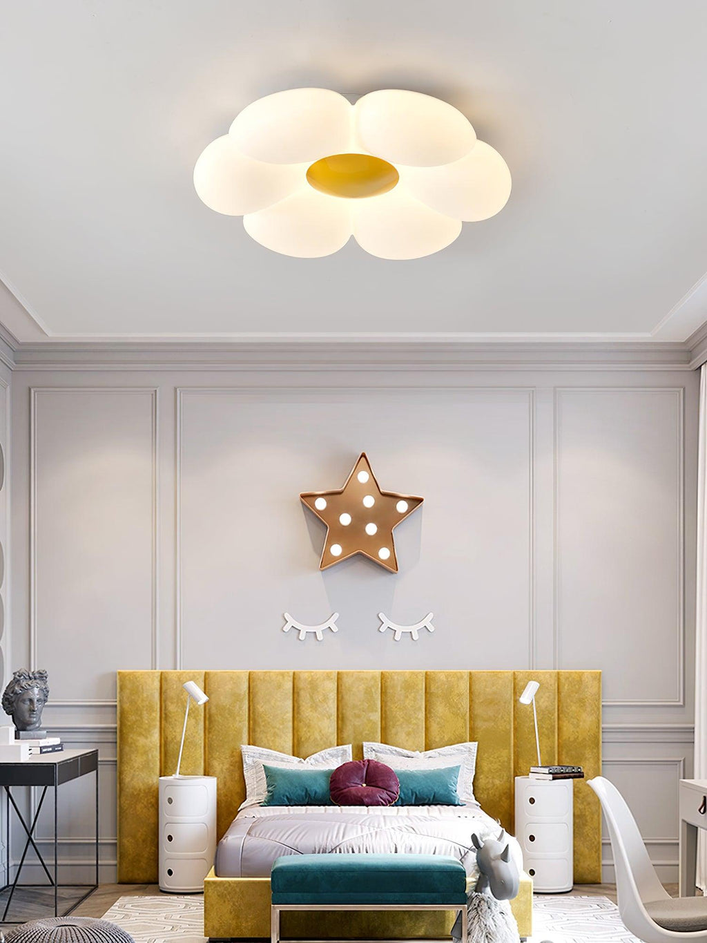 Solara Ceiling Lamp Six-Leaf Flower for Kids Room