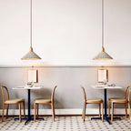 Pendant Lamp Wood Top Textured Cement Shade Grey Natural Japandi