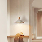 Pendant Lamp Wood Top Textured Cement Shade Grey Natural Japandi