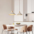 Pendant Lamp Wood Top Textured Cement Shade Grey Natural Japandi