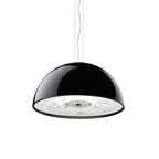 Pendant Lamp Black Dome with Embossed Plaster Interior Elegant