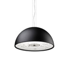 Pendant Lamp Black Dome with Embossed Plaster Interior Elegant