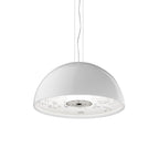 Pendant Lamp Black Dome with Embossed Plaster Interior Elegant