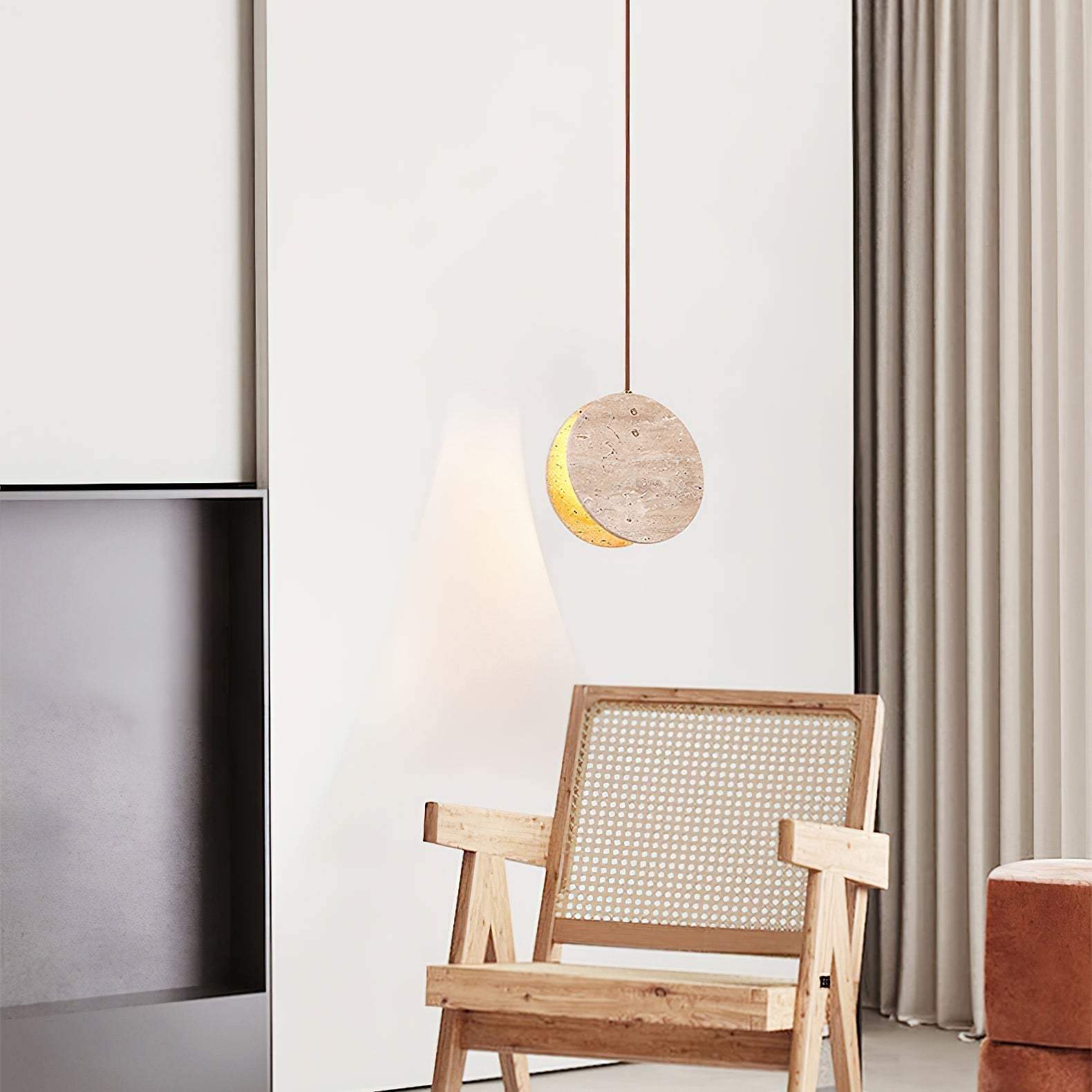 Lunarae Crescent Travertine Pendant Light