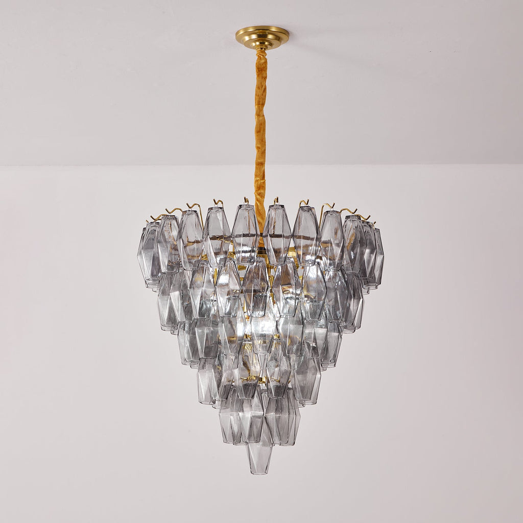 Aurora Chandelier Smoke Gray Inverted Crystal Prism