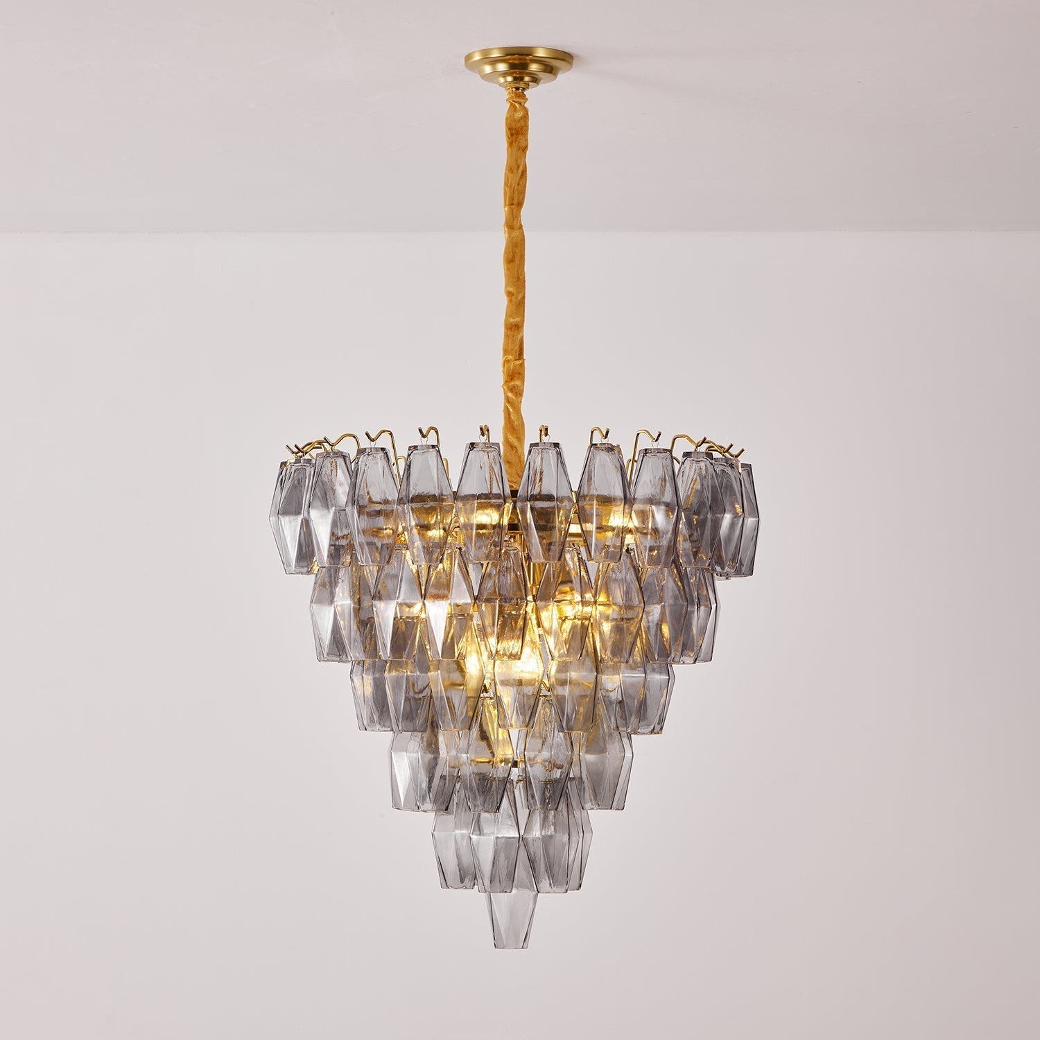 Aurora Chandelier Smoke Gray Inverted Crystal Prism