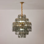 Aurora Chandelier Smoke Gray Prism Glass Layered