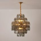 Aurora Chandelier Smoke Gray Prism Glass Layered
