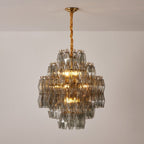 Aurora Chandelier Smoke Gray Prism Glass Layered