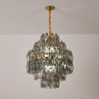 Aurora Chandelier Smoke Gray Prism Glass Layered