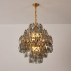 Aurora Chandelier Smoke Gray Prism Glass Layered