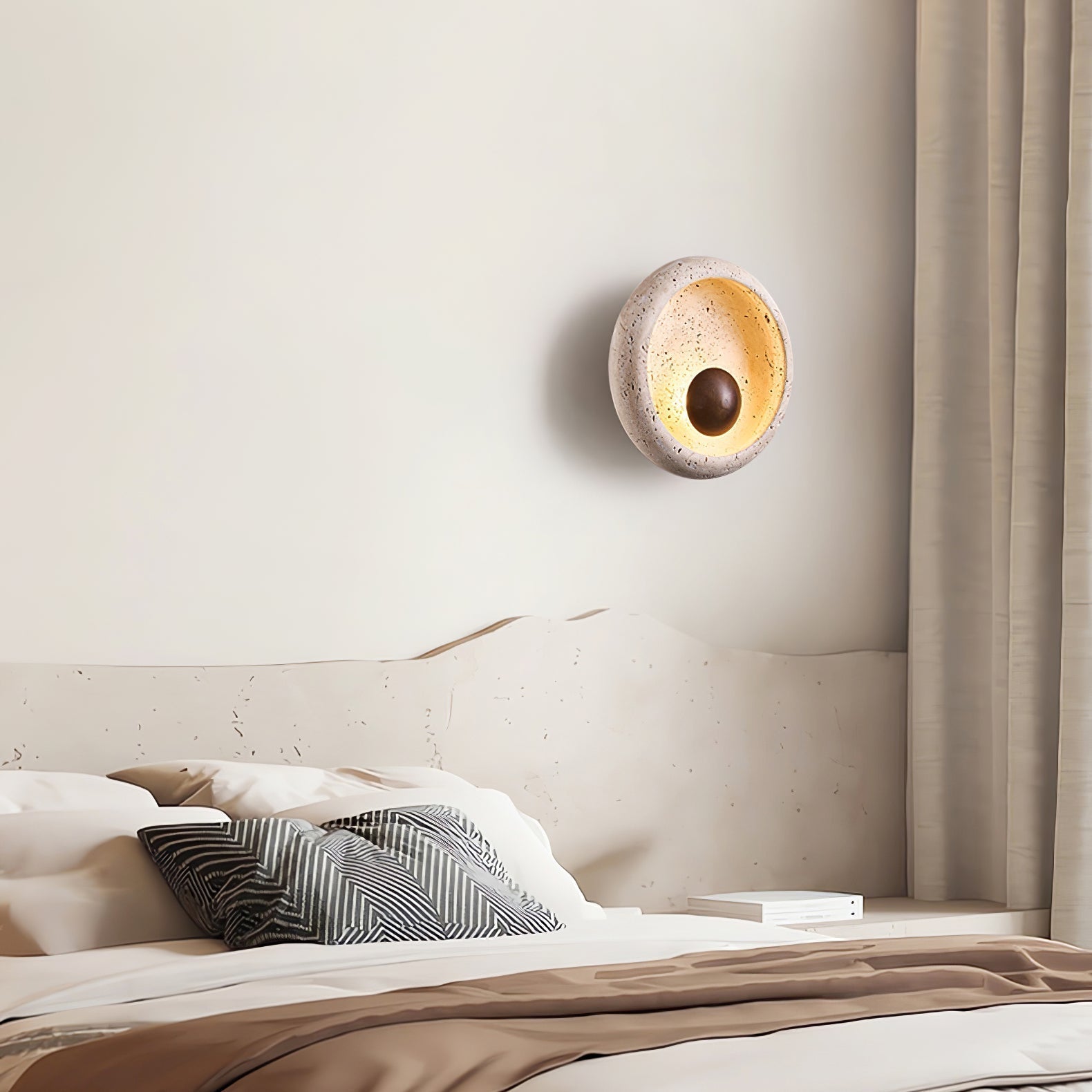 Covynila Orb-Shaped Travertine Wall Light