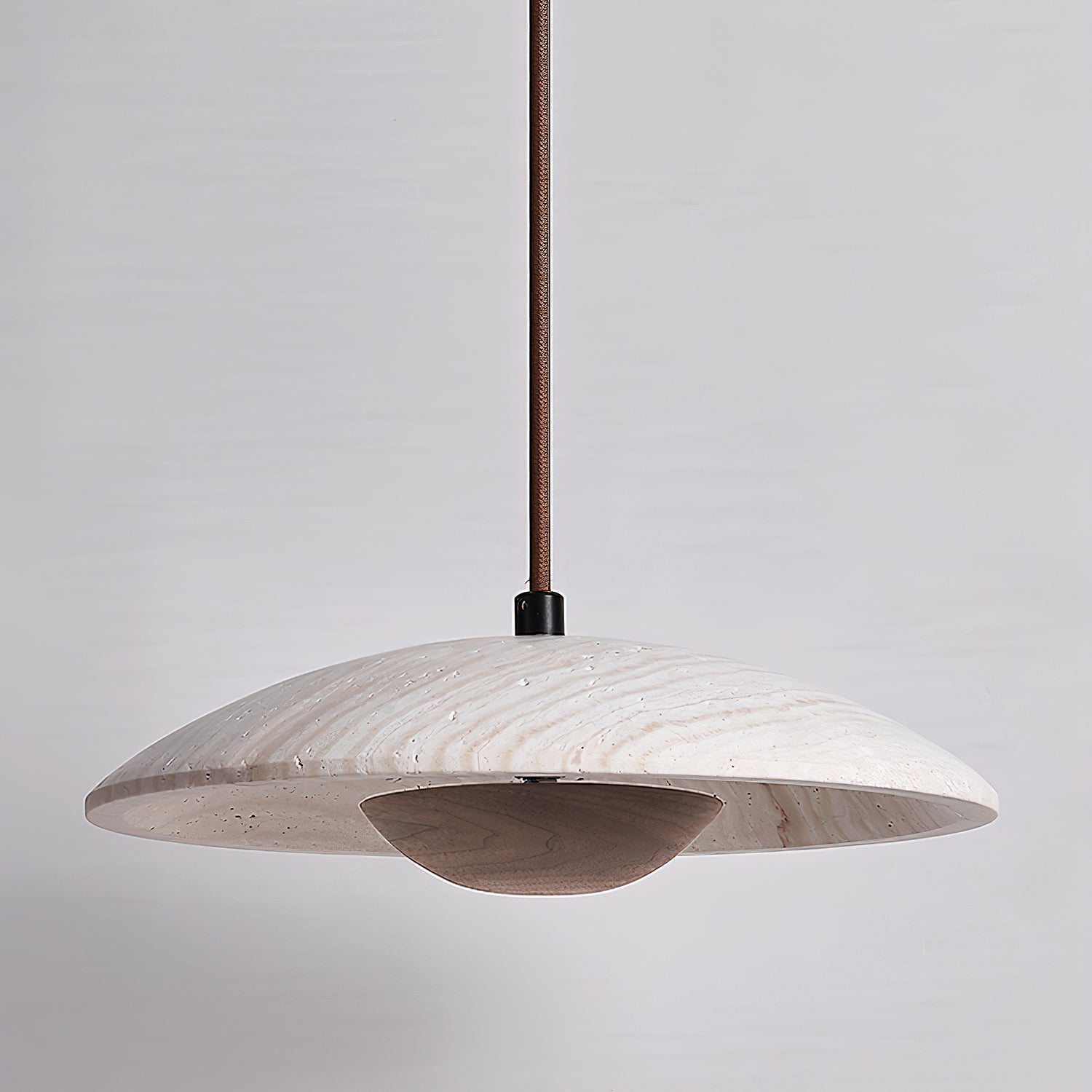 Zodore Wide-Brim Travertine Pendant Light