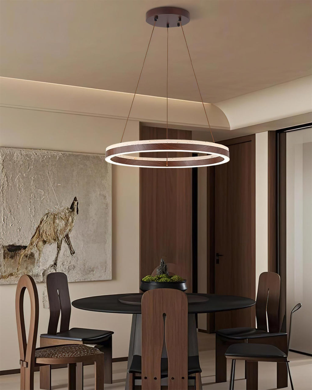 Ritta  Chandelier  Travertine Geometry Ring