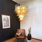 Aurora Chandelier Amber Glass Petals Layered Luxury