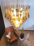 Aurora Chandelier Amber Glass Petals Layered Luxury