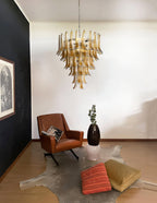 Aurora Chandelier Amber Glass Petals Layered Luxury
