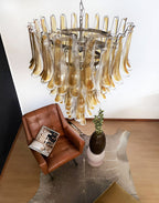 Aurora Chandelier Amber Glass Petals Layered Luxury