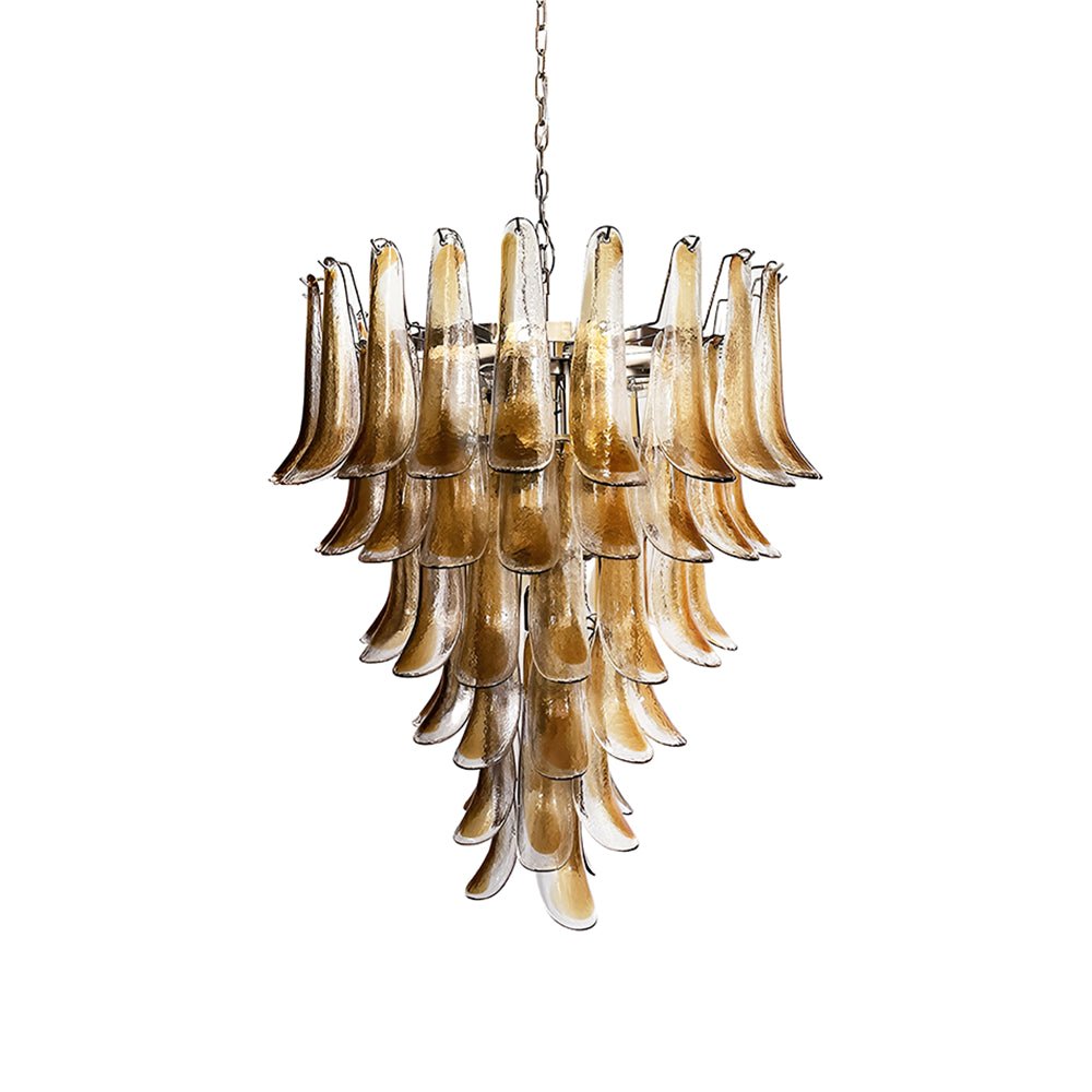 Aurora Chandelier Amber Glass Petals Layered Luxury