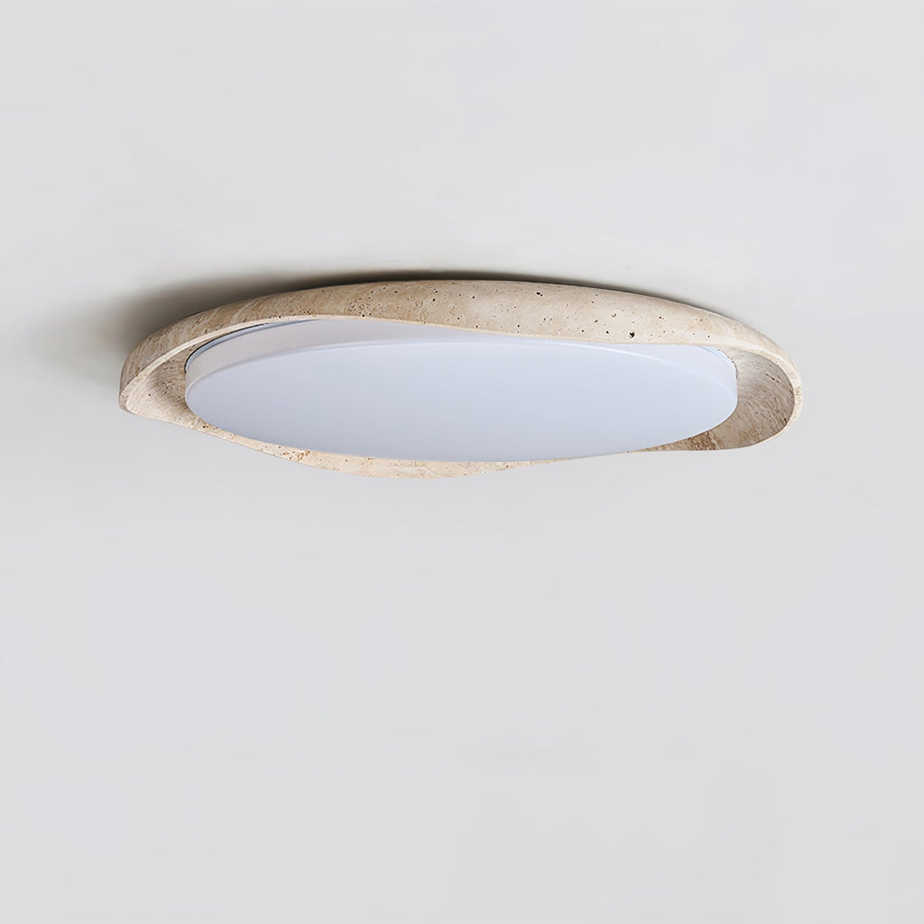 Adoros Ceiling Light Circular Edged in Travertine - Kingsley Beaumont