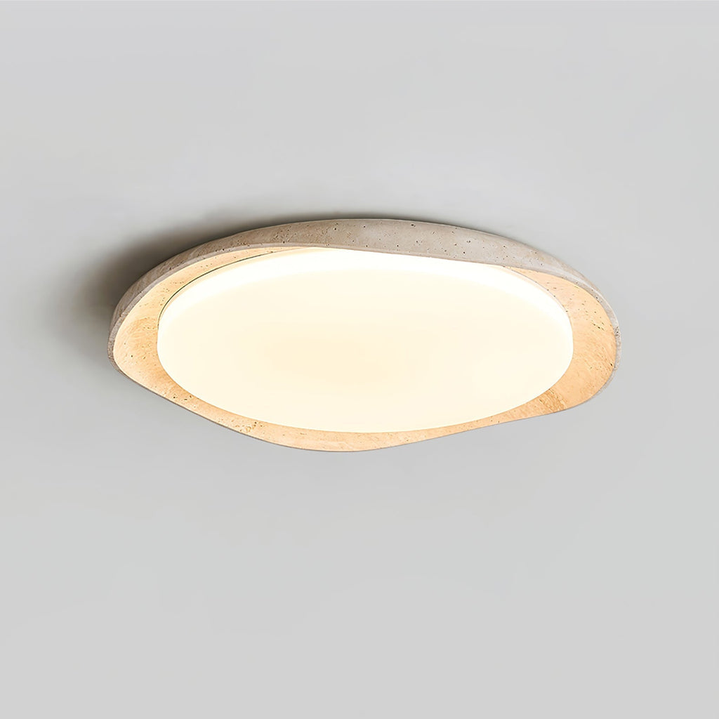 Adoros Ceiling Light Circular Edged in Travertine - Kingsley Beaumont