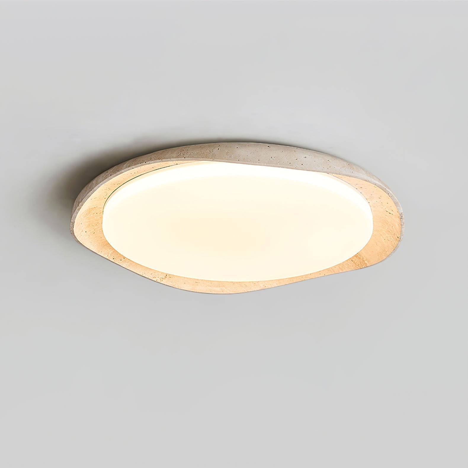 Adoros Ceiling Light Circular Edged in Travertine - Kingsley Beaumont