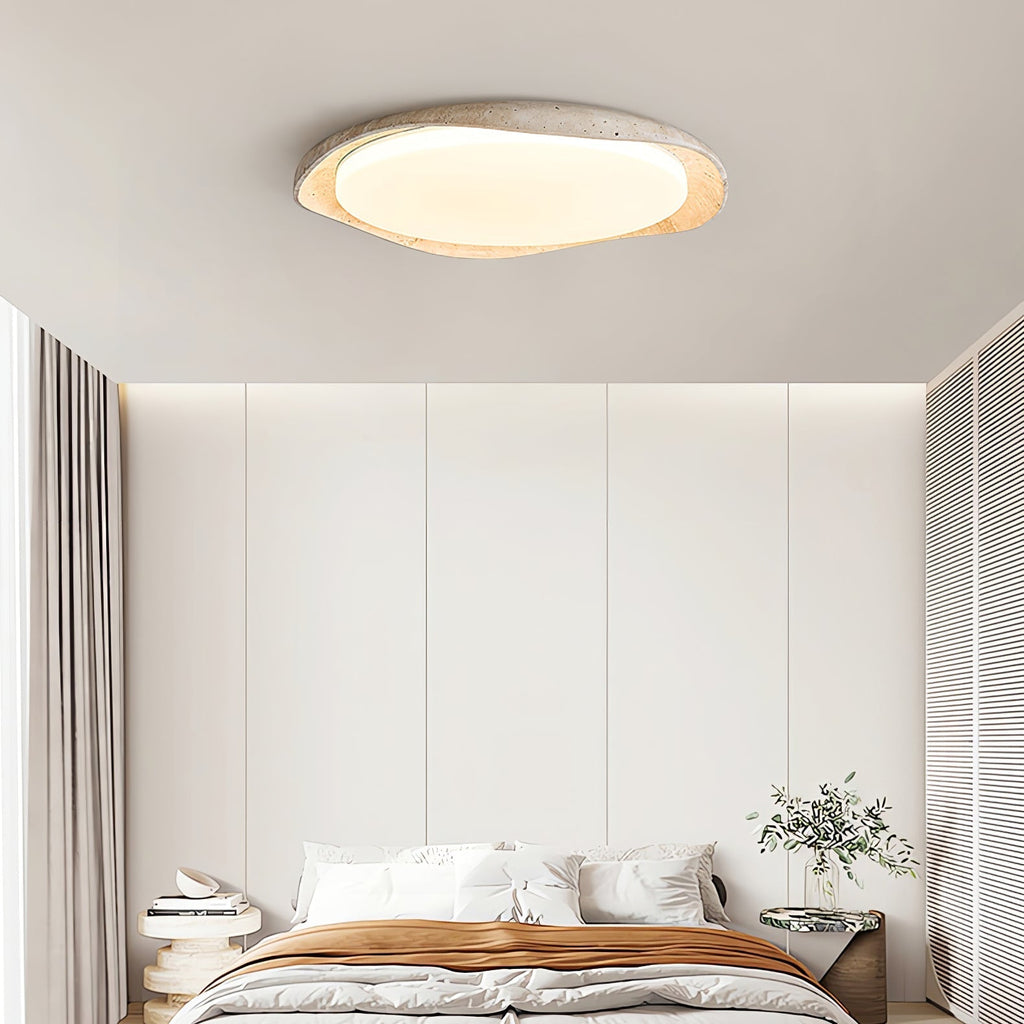 Adoros Ceiling Light Circular Edged in Travertine - Kingsley Beaumont
