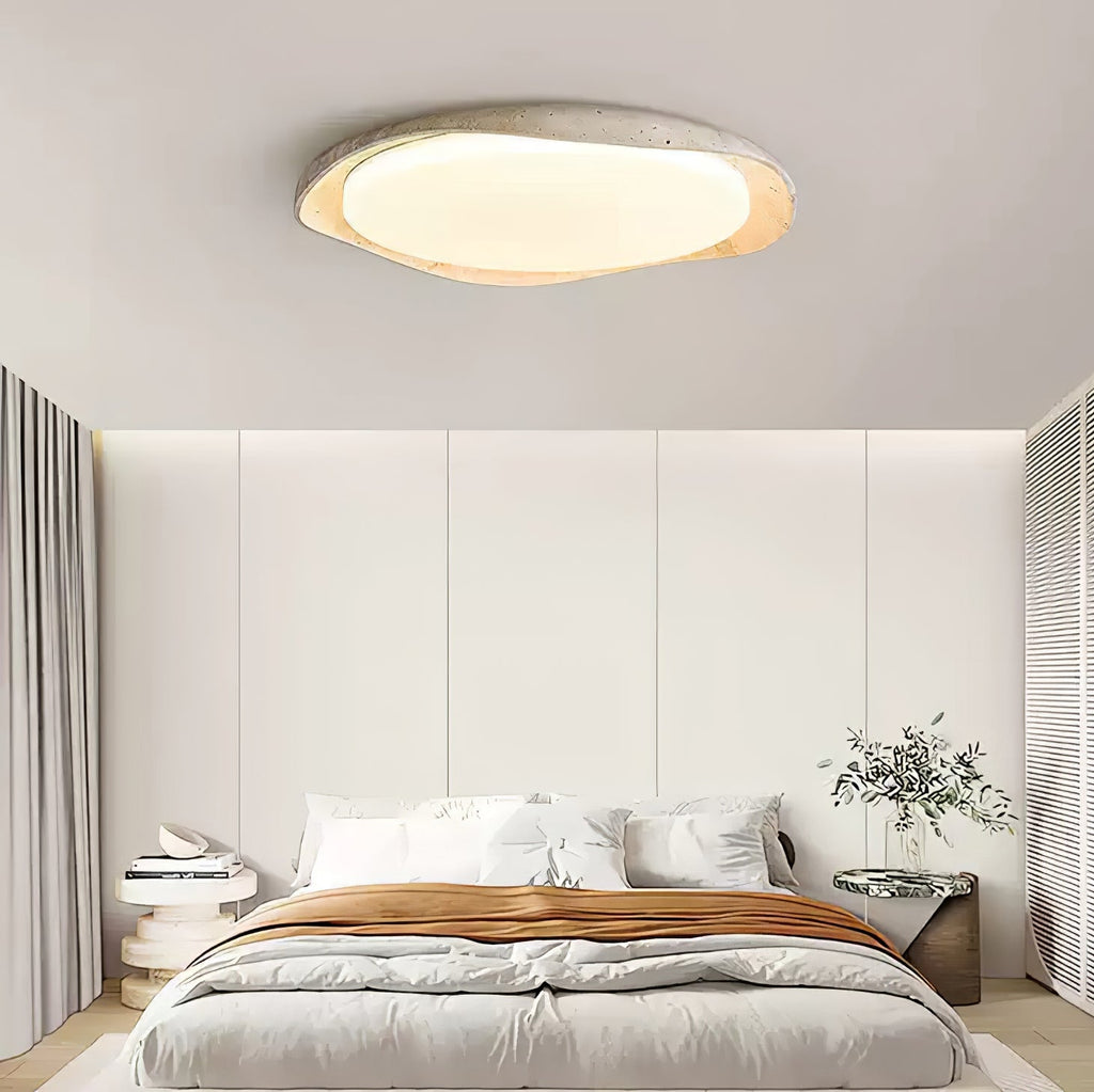 Adoros Ceiling Light Circular Edged in Travertine - Kingsley Beaumont