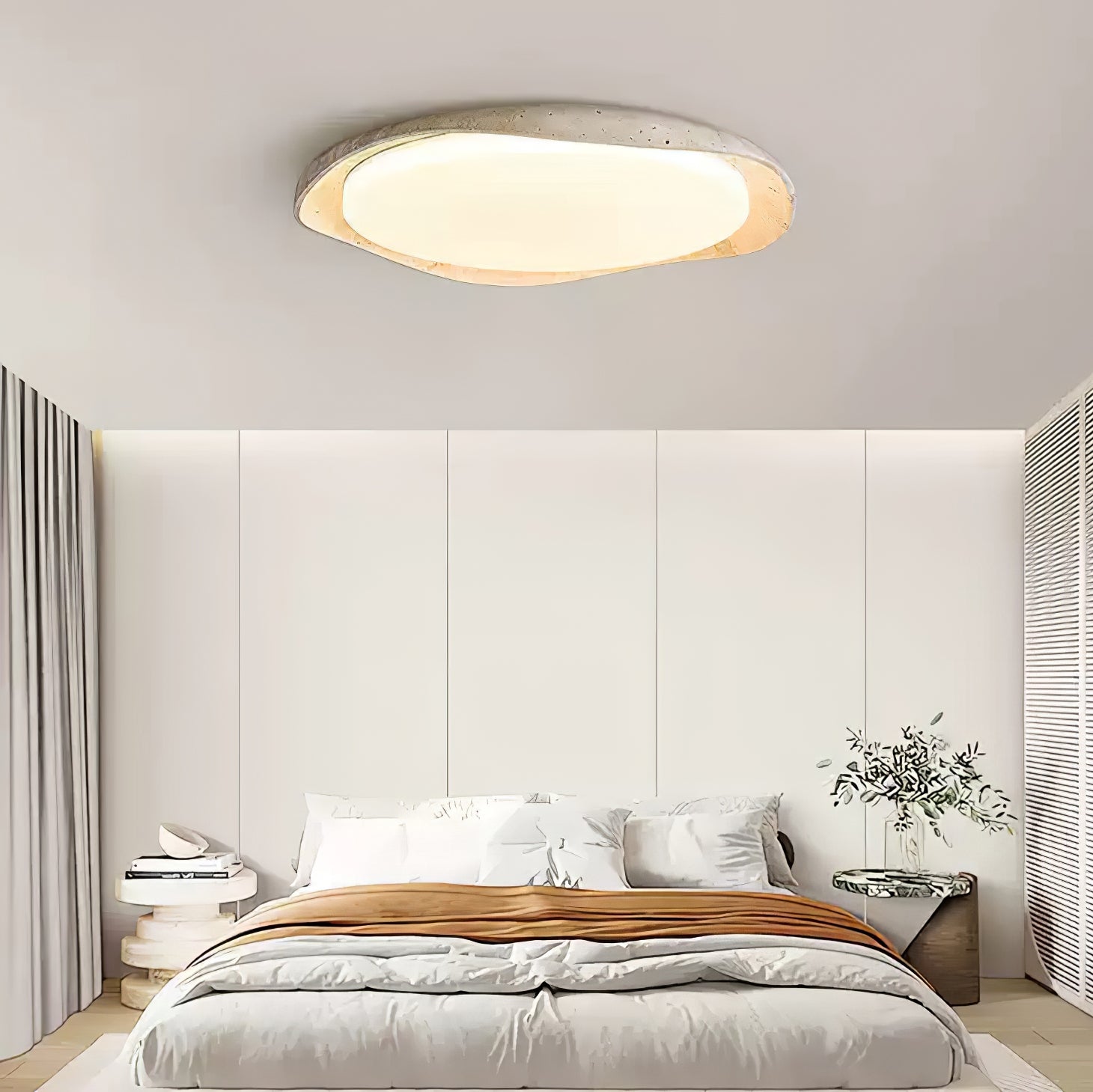 Adoros Ceiling Light Circular Edged in Travertine - Kingsley Beaumont