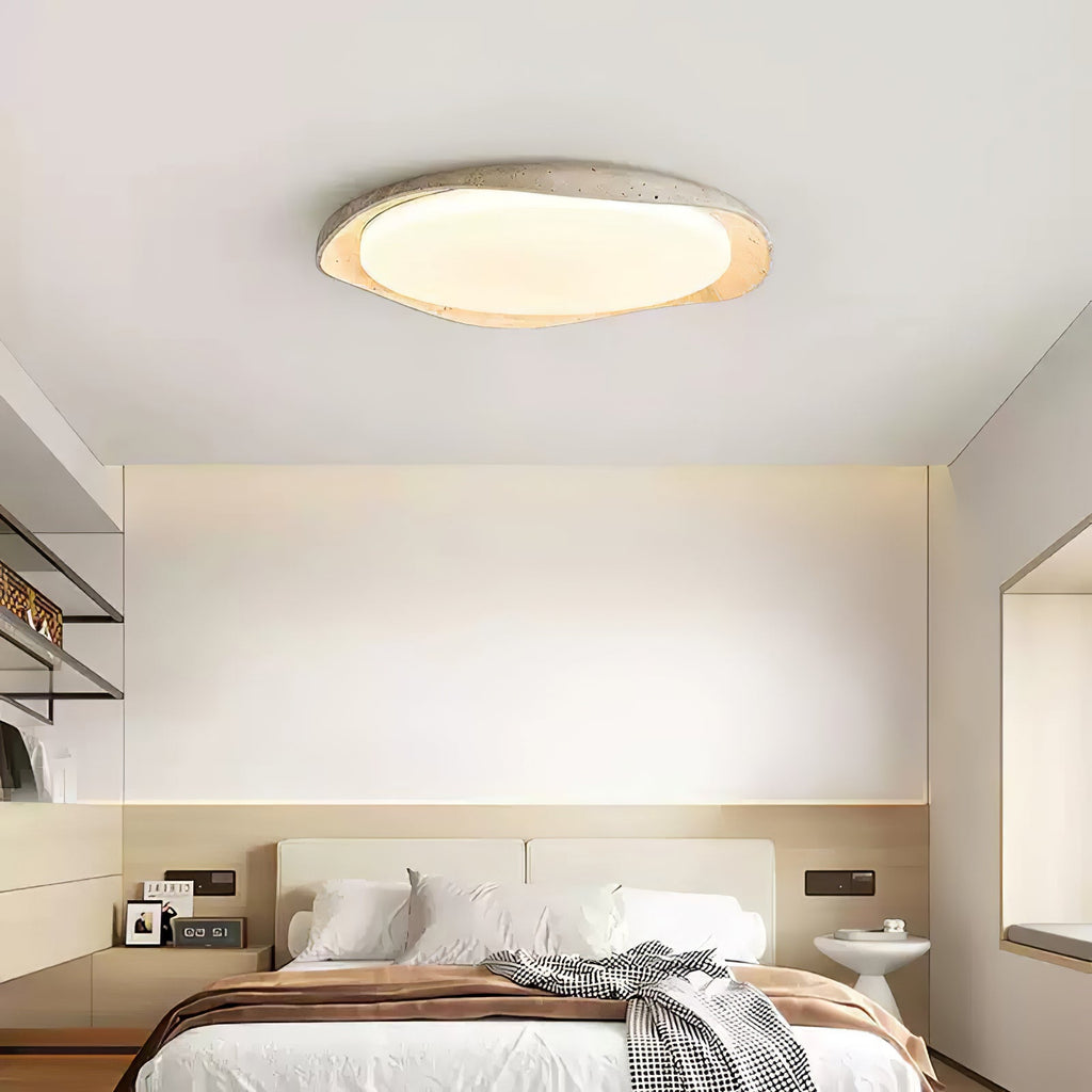 Adoros Ceiling Light Circular Edged in Travertine - Kingsley Beaumont