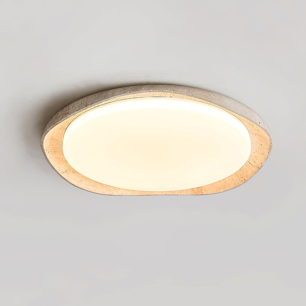 Adoros Ceiling Light Circular Edged in Travertine - Kingsley Beaumont