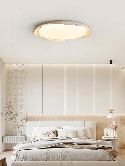 Adoros Ceiling Light Circular Edged in Travertine - Kingsley Beaumont