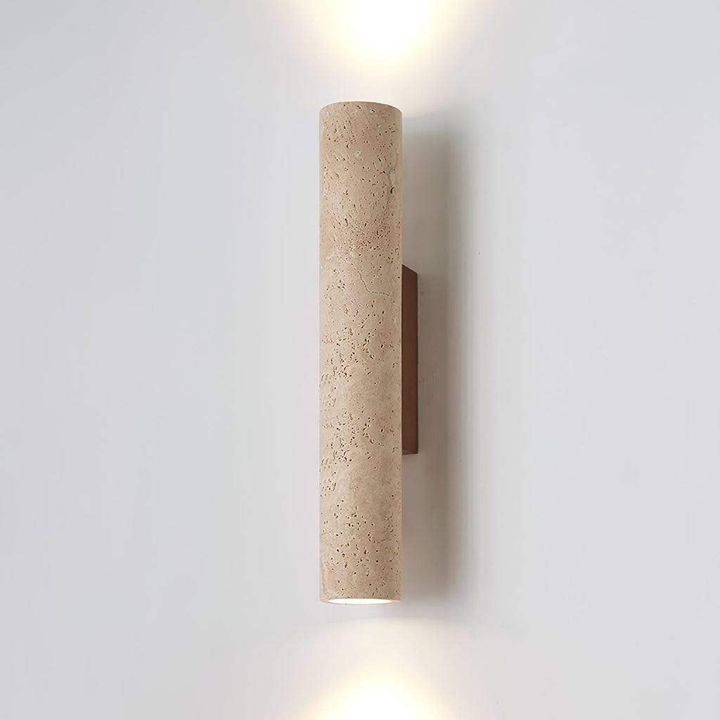 Olvaros Slim Cylinder Travertine Wall Light