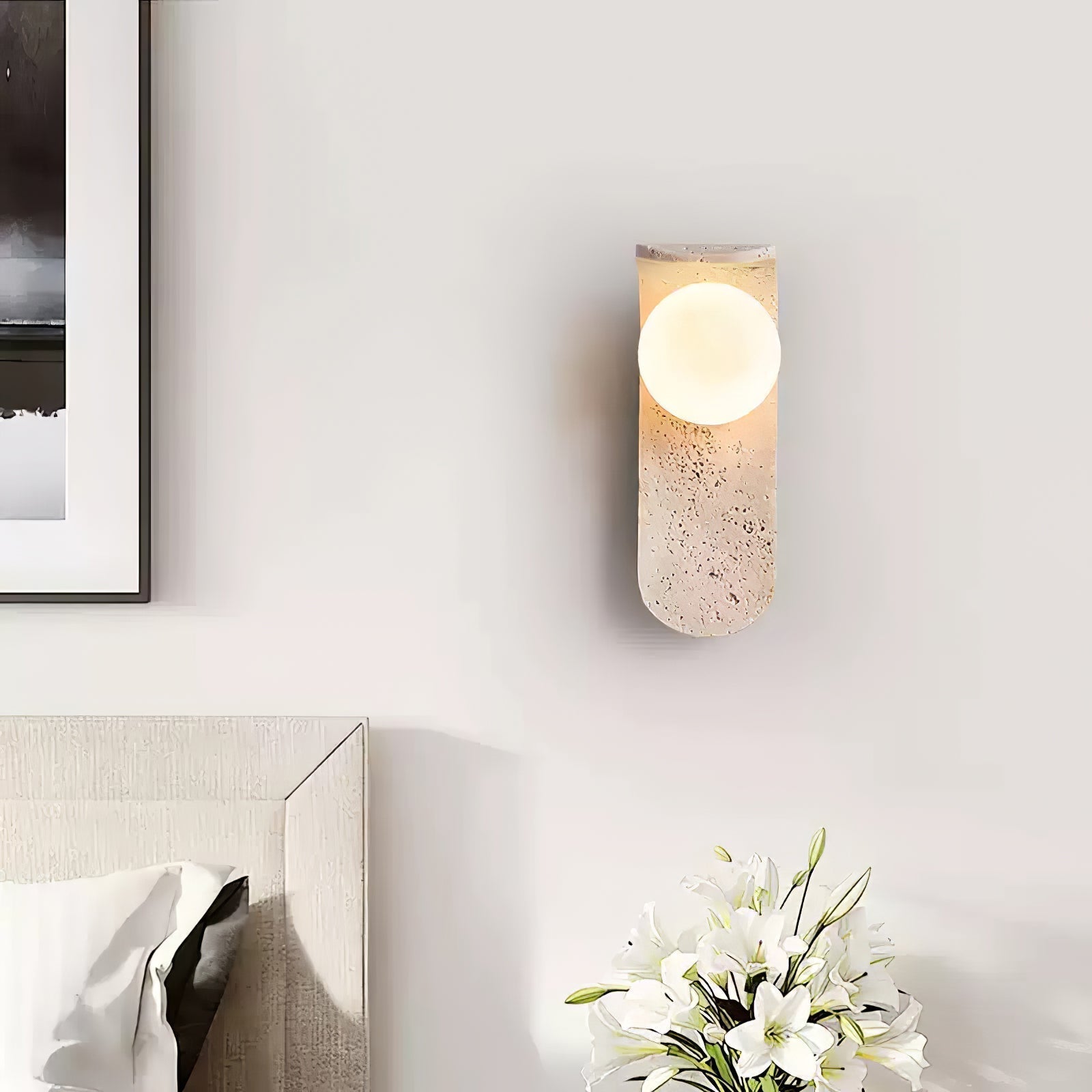 Cutalos Wall Light Modern in Travertine - Kingsley Beaumont