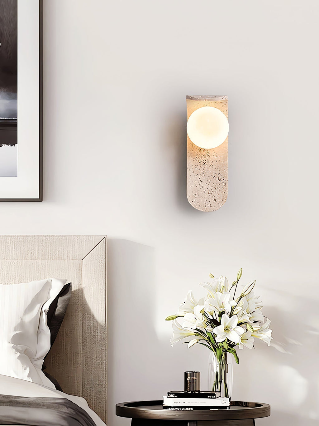 Cutalos Wall Light Modern in Travertine - Kingsley Beaumont