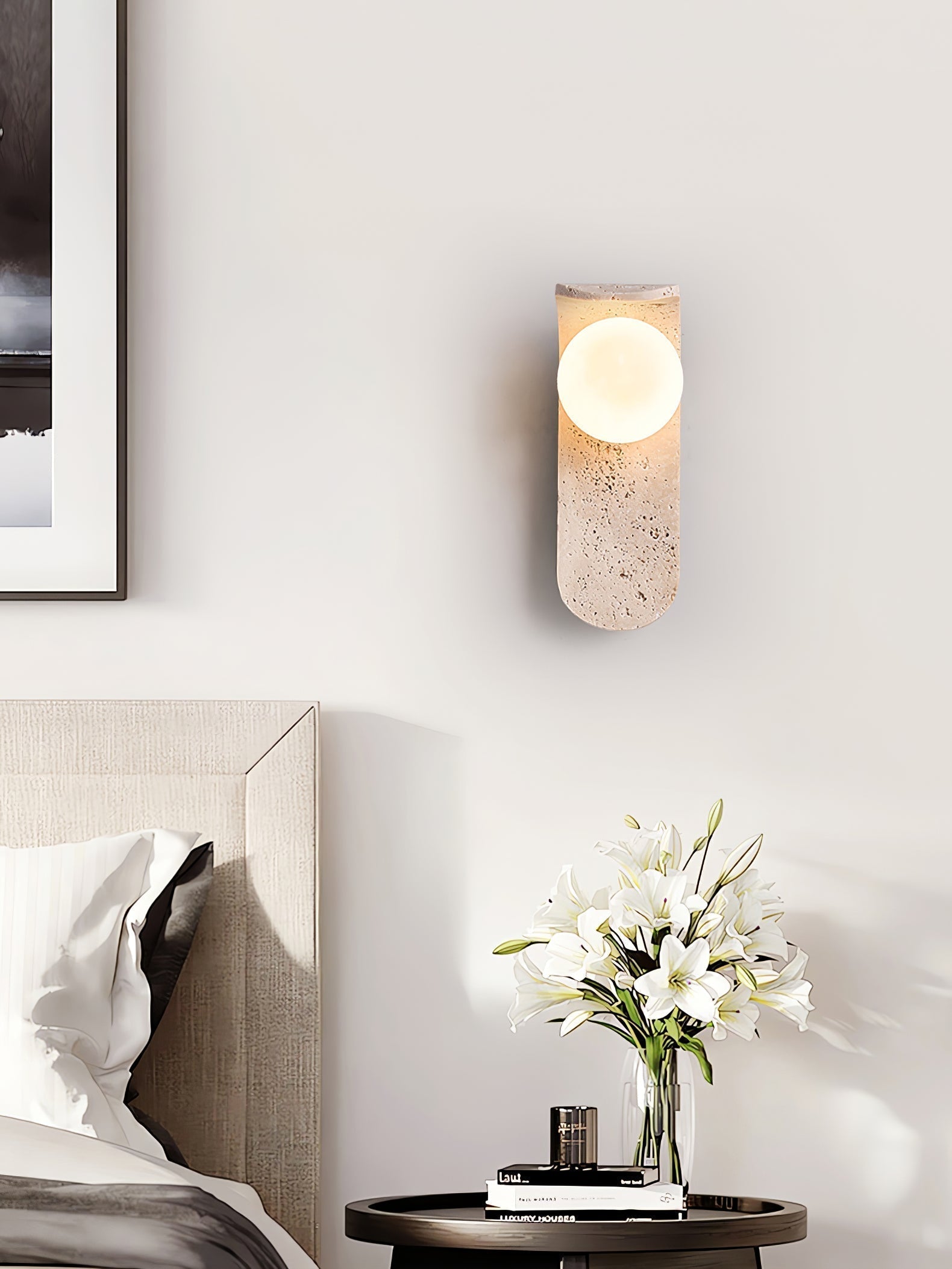 Cutalos Wall Light Modern in Travertine - Kingsley Beaumont