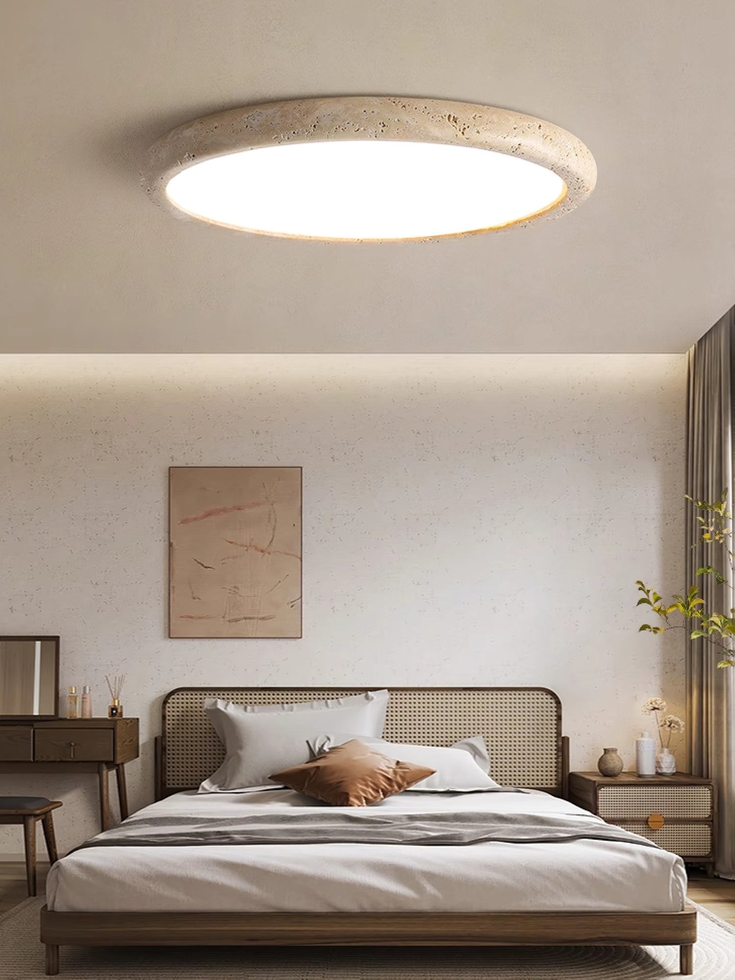 Aurrina Ring Frame Travertine Ceiling Light